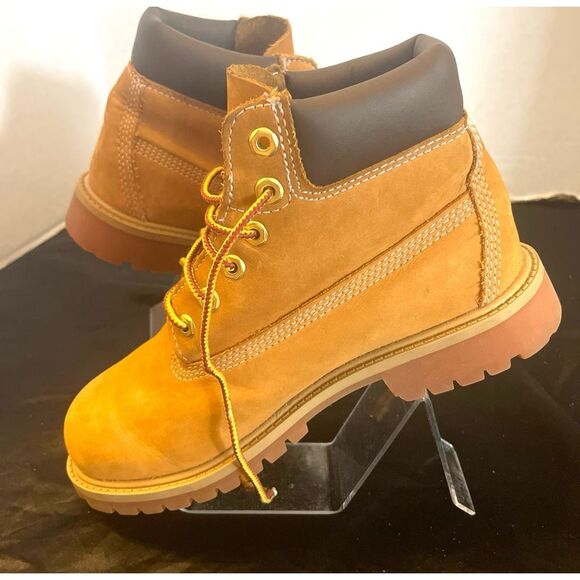 Timberland Wheat 6” Boys Boots Size 3 Medium Brown Leather Collar 12709 - Picture 5 of 9